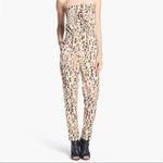 WAYF Beige Cheetah Print Straight Leg Strapless Jumpsuit XS Photo 1