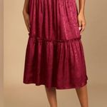 Lulus NWT Whirlwind Romance Burgundy Satin Floral jacquard Two piece set. Photo 3