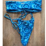 Blackbough  Swimsuit Bikini Set Blue Tie Dye Circle Print Medium Photo 3