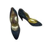 Walter Steiger Navy black Polka dots heel pump sz 7.5 B Handmade In Italy VTG Blue Photo 6