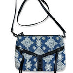 Botkier  Blue Denim & White Cross Stitch Crossbody Trigger Purse Photo 0