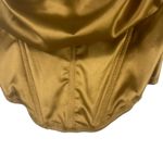Urban Outfitters Women's Satin Corset Top Size M Gold Mustard Cowl Neck Zip Back Photo 1