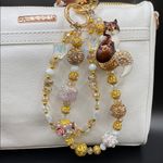 Handmade 🦊 Brown Fox Bag Charm Chain, Phone Chain, Keychain Bling Crystal Beads, Gold Photo 1