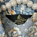 Vintage Sears Authentic Western Wear Pearl Snap Floral Button Down Shirt Size L Blue Size L Photo 6