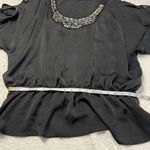 Elementz  Embellished Blouse Womens 3X Black Embellished Neckline Cold Shoulder‎ Photo 9