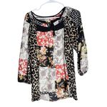 Fig and Flower Boho Patchwork Peasant Blouse – Size L Black Size L Photo 1