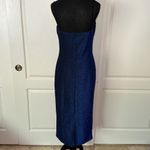 DARK BLUE GLITTER RUCHED FRONT LONG DRESS Photo 2