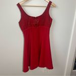 Tiffany Designs Vintage Red Fit and Flare Beaded Sweetheart neckline Mini Dress Photo 6