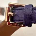 Coach Lexey Leather Snakeskin Chunky Open Toe Sandals Deep Marine Blue Size 8 Photo 8