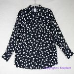 Collusion black and white dot long sleeve shirt women top, size 6 Photo 0