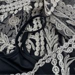 Ultra Pink  Black and Cream Gold Sheer Embroidered 3/4 Sleeve Tank Blouse Large Photo 4