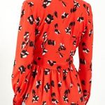 VICI Rendezvous Red Floral Deep Balloon sleeve Peplum Blouse Photo 7