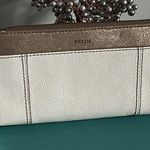 Fossil  Jodi Style Zip Around Wallet Wristlet in Ivory and Shimmer Gold Photo 9