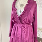 JC Penny Vintage Purple Berry Coquette Whimsygoth Satin Ruffle Frilly Wrap Cardigan S Photo 3