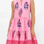 OLIPHANT Boca pink‎ tiered printed Yoke Dress S Pink Photo 0