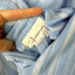 Anthropologie By  Cape May Blue Stripe Boat Neck Bow-Tie Back Linen Mini Dress Photo 5