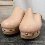 J.Crew Pale Pink Leather Convertible Wood Heel Studded Rivet Trim Clog Shoes 7 Photo 1