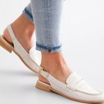 EUC Dolce Vita Leather Hardi Sling Back Loafers Crackled White Size 6 Photo 1