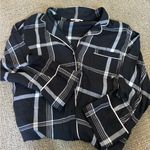 Victoria's Secret  black and pink plaid flannel button up long sleeve pajama shirt. Photo 1