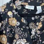 Covington  Black Floral Short Sleeve Button Up Top Ruffle Size 14 Photo 2