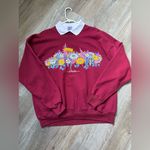 Hanes VTG Grandma Sweatshirt Alaska Collar Red Pink Blue Hippie Boho Floral Size XL Photo 8