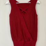 Women’s Sleeveless Knit Sweater Crisscross Back Maroon Size Medium EUC Red Photo 6