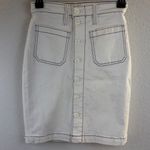 J.Crew J.Cew Denim Button-front Skirt in White Wash Pencil Skirt Size 23 NWT Photo 4