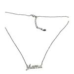 Vintage Sterling Silver Mama Script Pendant Necklace CZ Stones Estate Adj 18" Photo 0