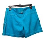 Cache  Turquoise Blue Skort Skirt Short Zippers Pockets Self Belt Stretch Sz 2/4 Photo 3