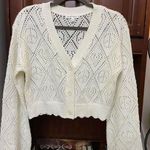 Derek Heart  Eyelet Bell-Sleeve Cropped Cardigan  Photo 0