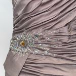 Cache NWT  One-Shoulder Ruched Dress with beaded details Size 12 in Mink Photo 1