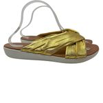 FitFlop Twine Slide Sandals Twist Flat Comfort Metallic Leather Gold Size US 10 Photo 2