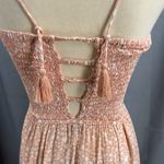 Tiare Hawaii Dress Pink Star Print Lace Up Ruffled Maxi Vacation Summer One Size Photo 5