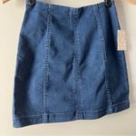 Free People Modern Femme Blue Denim Mini Skirt Dark Wash Zip Up Zipper Back Jean Photo 5