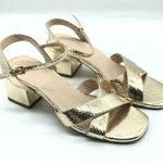 H Halston Womens Block Heel Sandals Vegan Leather Gold Size 5 Photo 0