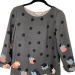 Boden Floral Polka Dot Print A Line Mini Dress Scoop Neck Gray Pink Womens 2R Size 2 Photo 2