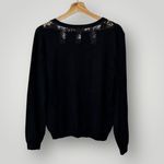 City Chic  Black‎ Lace Trim Crystal Button Cardigan Medium V-Neck Knit Sweater Photo 4