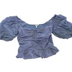 Heartloom Top Womens Small Blue Purple Puff Sleeve Jess Polka Dot Cotton Revolve Photo 1