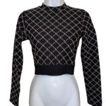 Noli Fitted Long Sleeve Crop Logo Jacquard Print Athleisure Top EUC Size Small Photo 1