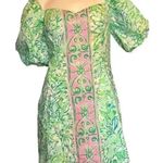 Lilly Pulitzer  Daniela Floral Resort Aqua Hopelessly Puff Sleeve Dress S 4 Photo 1