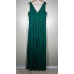 Dessy Chiffon Gown Plus Size 16 Hunter Green V Neck Sleeveless Maxi Dress Formal Photo 7