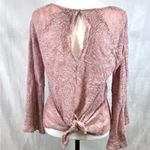 Jessica Simpson blush pink flare sleeve tie back sweater size large Photo 3