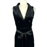 Lulus New  Posh Flair Black Velvet Satin Collared Surplice Jumpsuit Size Medium Photo 4