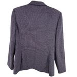 Tahari  single button plaid black purple faux leather trim blazer office preppy Photo 1