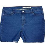 DKNY Jean Shorts Sz 14 Dark Wash Cutoffs Stretch Denim Jorts Beachy Coastal Photo 0