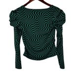 ZARA NEW size small Green Black Puff Sleeves rave festival top Photo 2