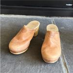 UGG  Brown Leather Mules with Wooden Sole Photo 5