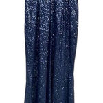 Adrianna Papell Women's Size 4 Navy Blue Sequin sleeveless Maxi Evening Gown Photo 0