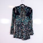 Free People Lady Luck High Neck Long Sleeves Cut Out Back Mini Tunic Dress Blue Photo 3