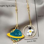 Asymmetric Star Astronaut Pendant gold plated Long Earrings Faux Fashion Jewelry Photo 5